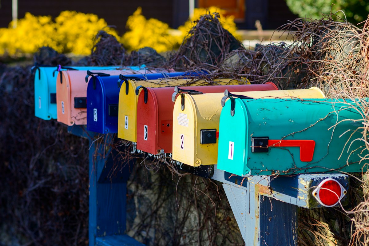 Row of mailboxes for an LLC address change