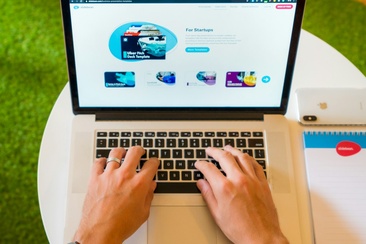 Person starting a new business on a laptop