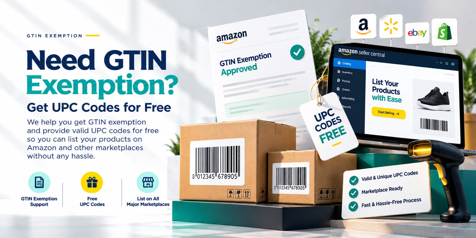 Need GTIN Exemption? Get UPC codes for free